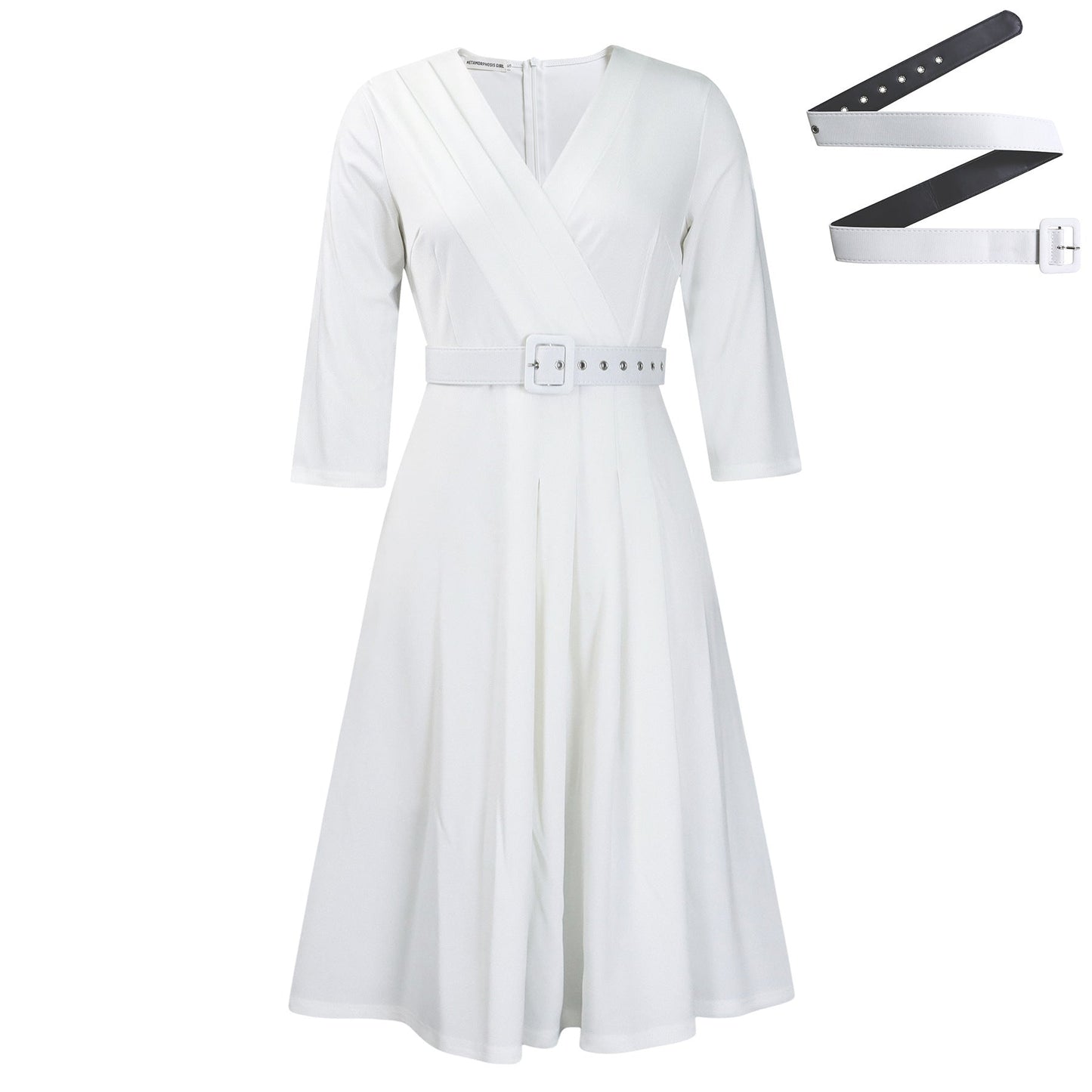 Damen Wickelkleid V-Ausschnitt Elegantes Taillieren Norvielle