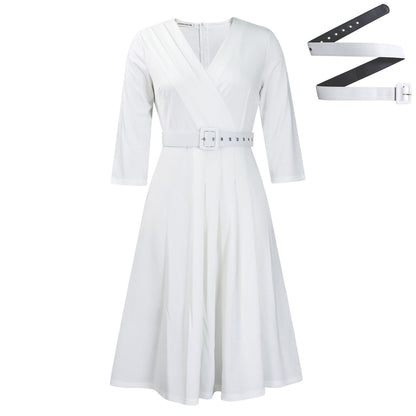 Damen Wickelkleid V-Ausschnitt Elegantes Taillieren Norvielle