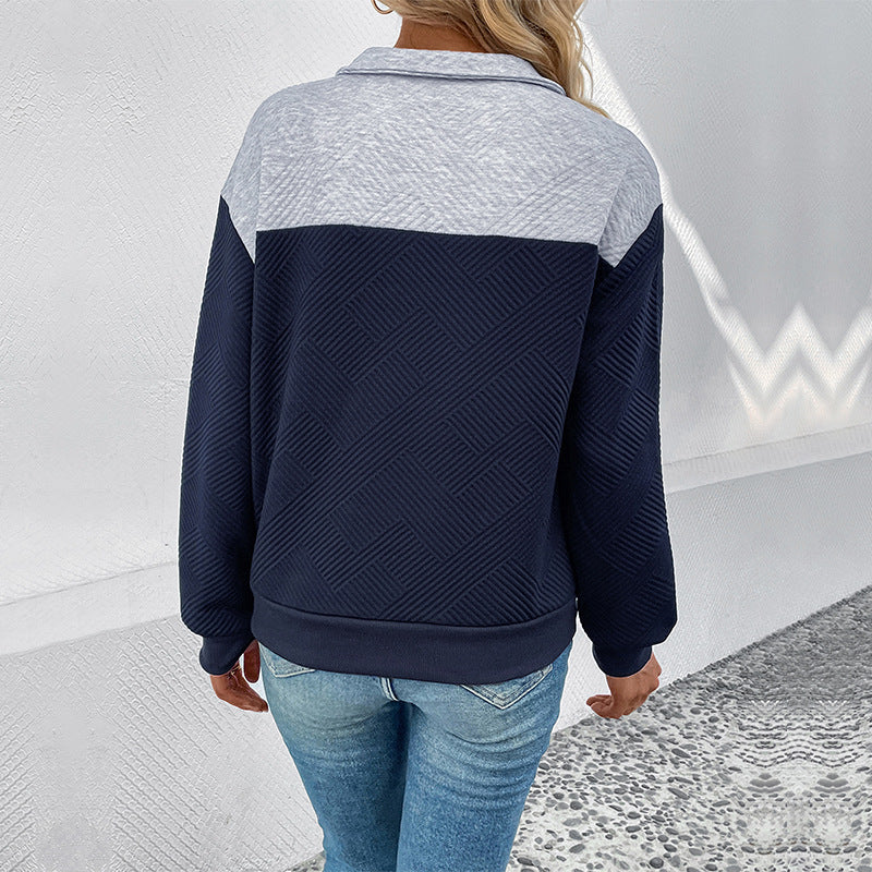 Damen Sweatshirt Strukturiert Knopfdetails Grau