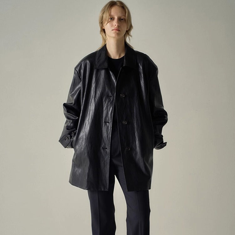 Damen Kunstlederjacke Übergroßer Schnitt Norvielle