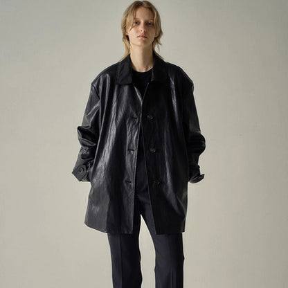 Damen Kunstlederjacke Übergroßer Schnitt Norvielle