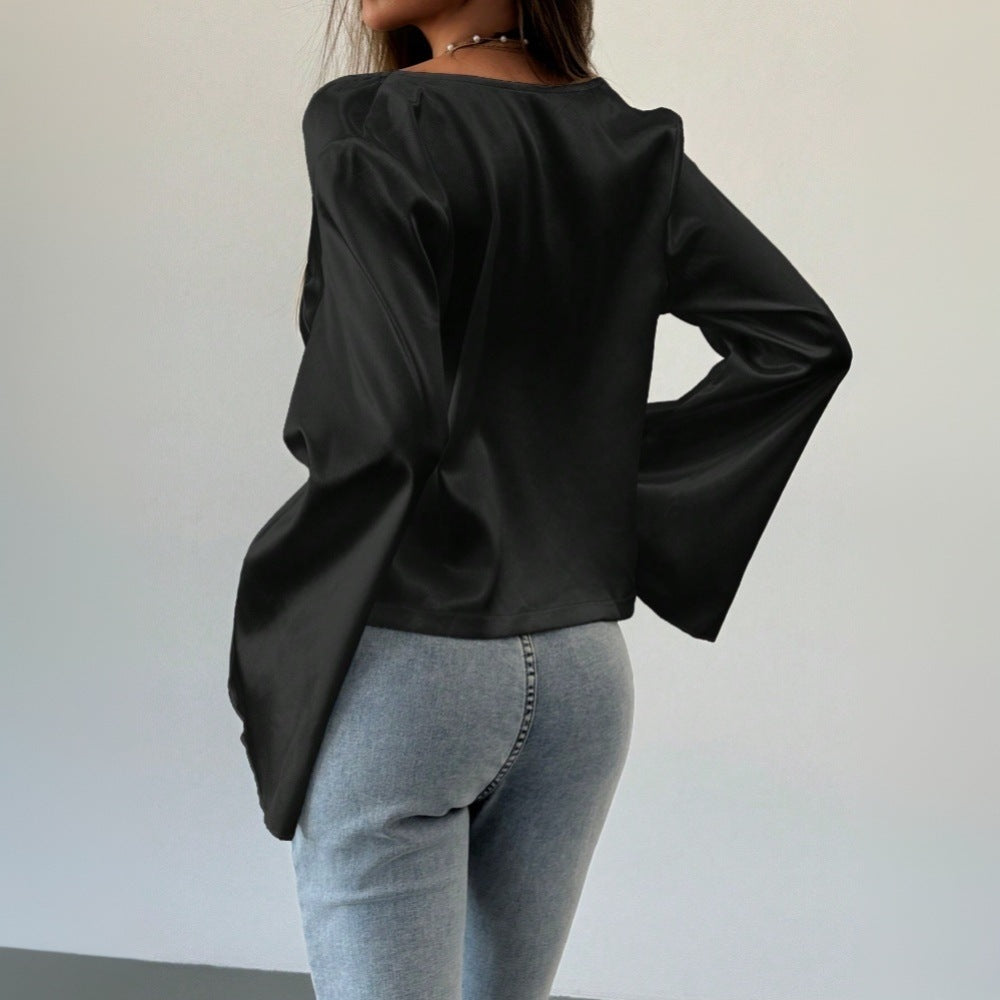 Damen Bluse V-Ausschnitt Lässig Norvielle