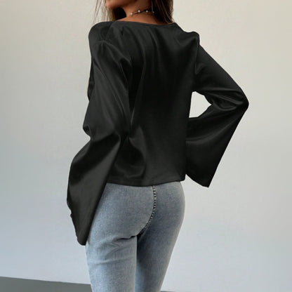 Damen Bluse V-Ausschnitt Lässig Norvielle