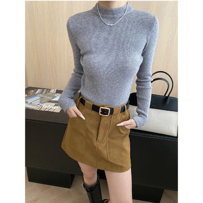 Damen Langarmshirt Rippstrick Figurbetont