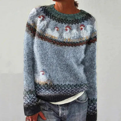 Damen Pullover Nordisches Muster Gemütlicher Schnitt Norvielle