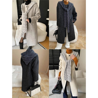 Damen Wollmantel Asymmetrischer Kragen Praktische Taschen