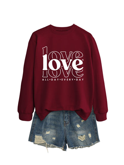 Damen Sweatshirt Voluminöse Ärmel Moderner Love-Print Norvielle