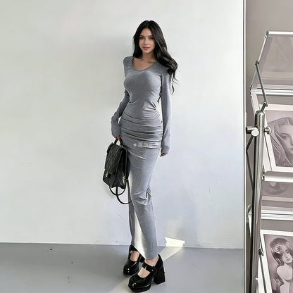 Damen Langarmkleid Figurbetont Norvielle