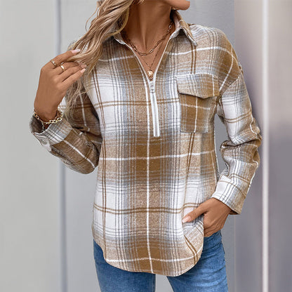 Damen Flanellhemdjacke Karomuster Weich Norvielle - Norvielle