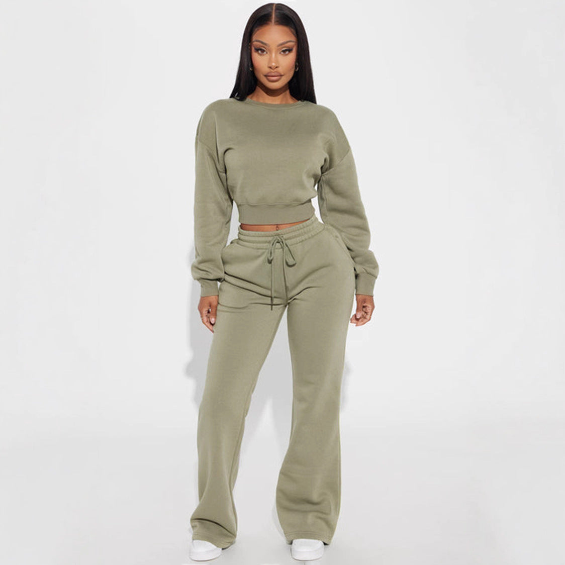 Damen Cropped Sweatshirt Voluminöse Ärmel Norvielle - Norvielle