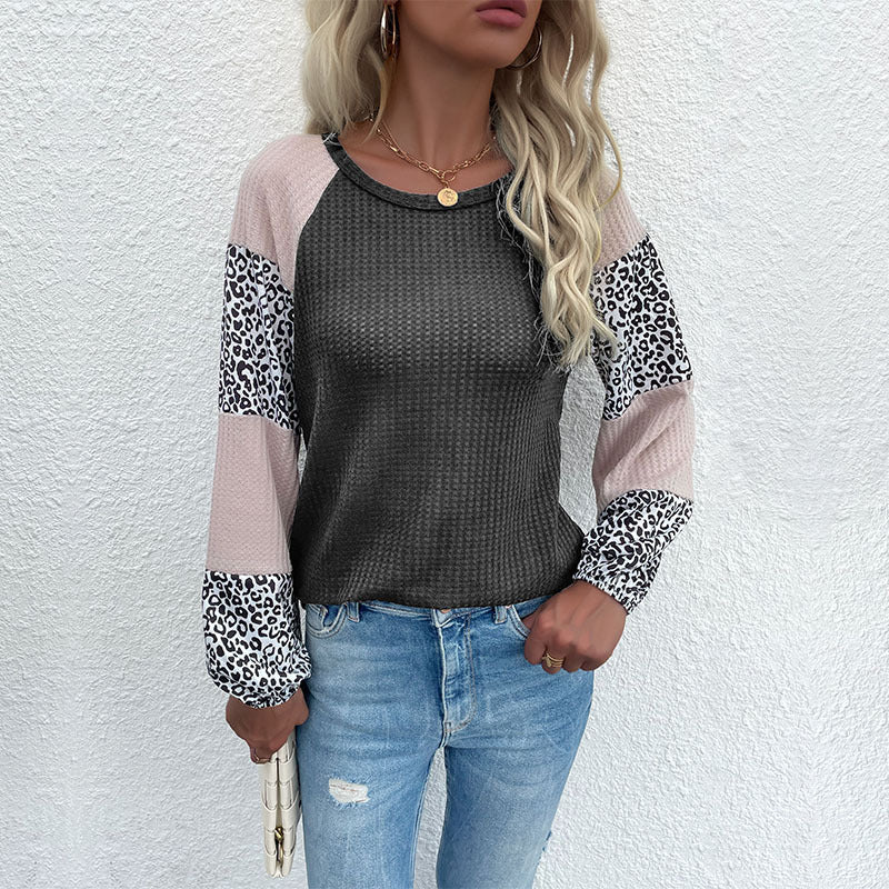 Damen Oberteil Tierdruck Puffärmel Elegantes Design Norvielle