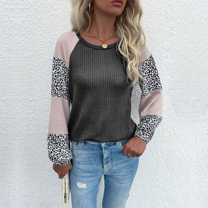 Damen Oberteil Tierdruck Puffärmel Elegantes Design Norvielle