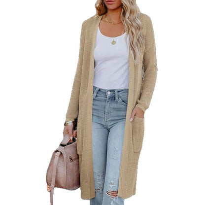 Damen Langstrickjacke Elegantes Design Praktische Taschen Norvielle