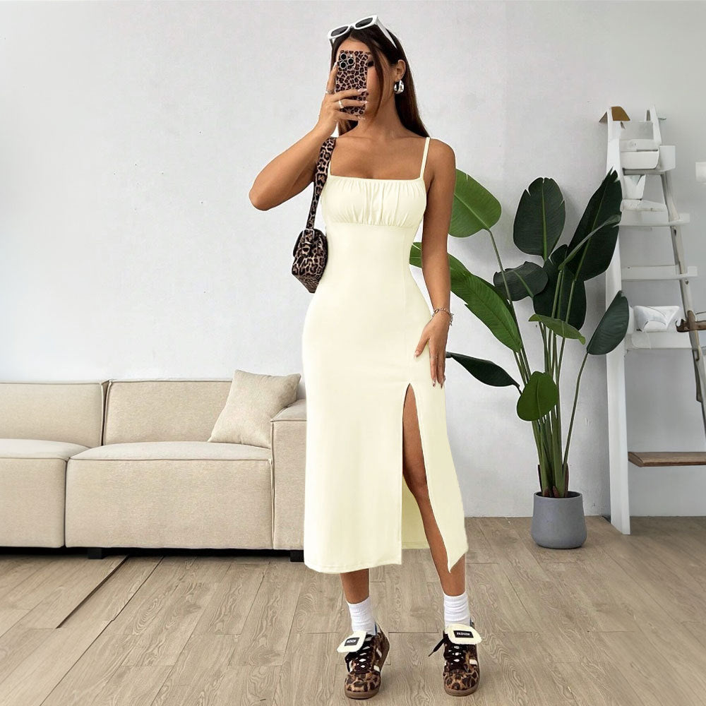 Damen Midi-Kleid Blumenmuster Seitenschlitz Norvielle