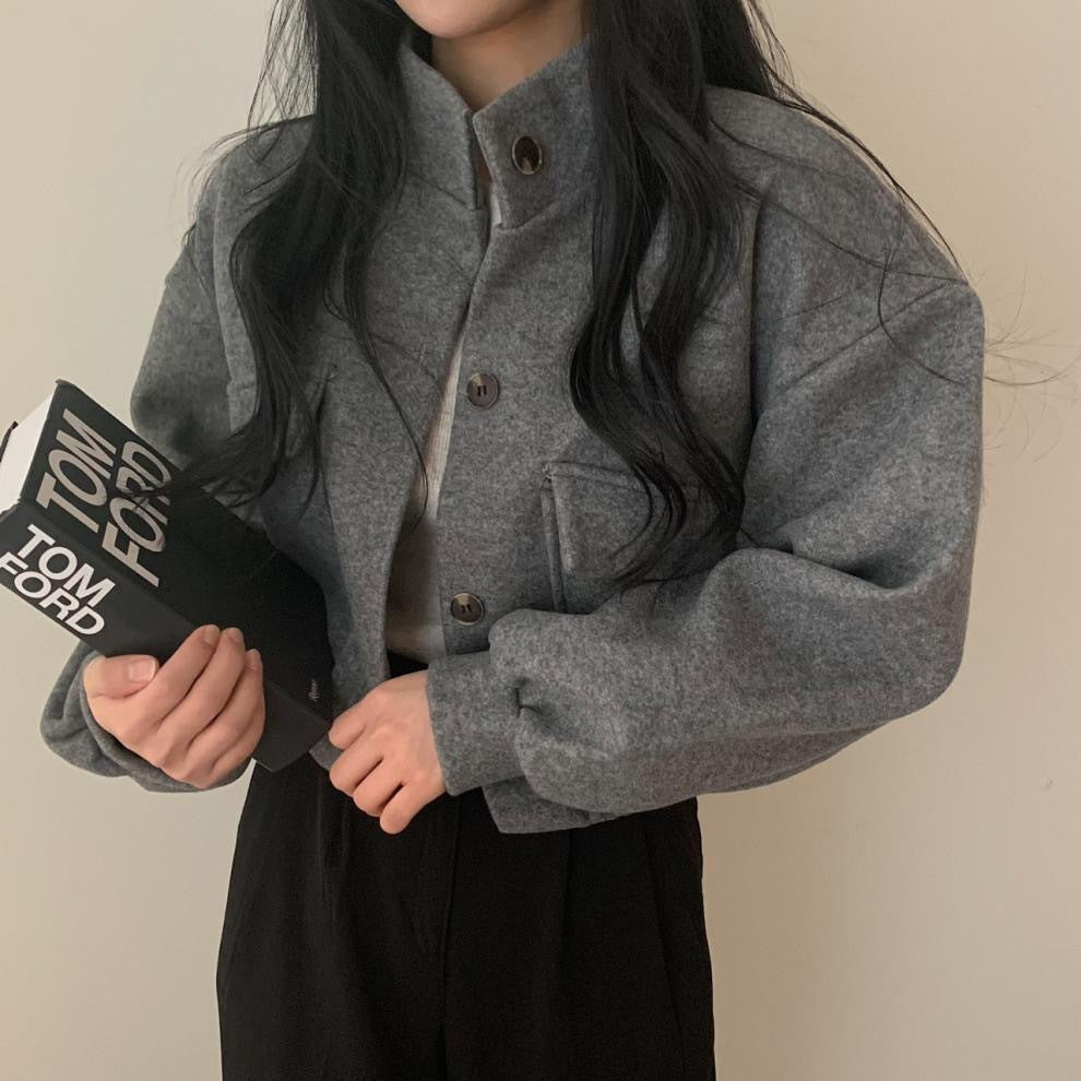 Damen Wollmix Jacke Oversized Lässig