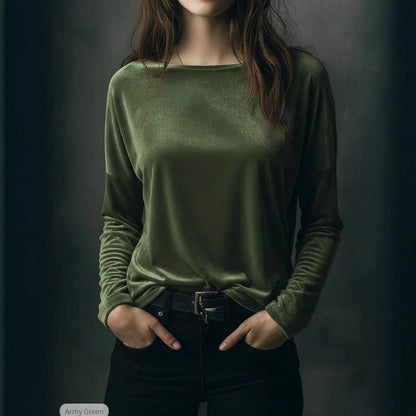 Damen Velours Longsleeve Leicht Norvielle