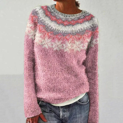 Damen Strickpullover Lebendiges Muster Komfortschnitt Norvielle