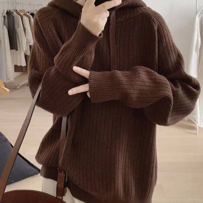 Damen Kapuzenpullover Rippstruktur Lässiger Schnitt Norvielle