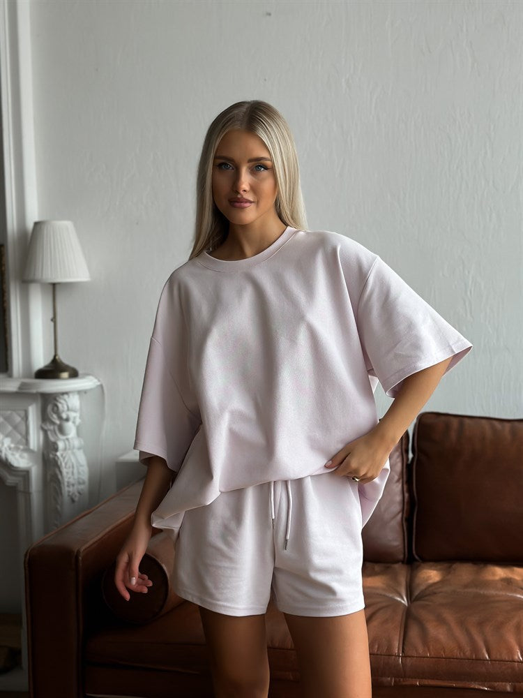 Damen Zweiteiler-Set Oversized T-Shirt und Shorts Norvielle