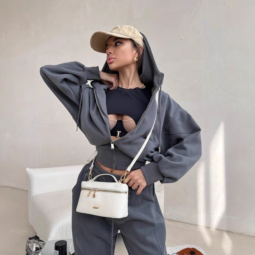 Damen Loungewear-Set Kapuze Weite Hosen Norvielle