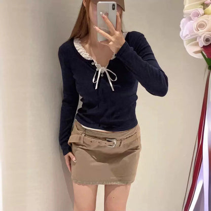 Damen Langärmliges Henley-Shirt Weicher Baumwollmix Norvielle