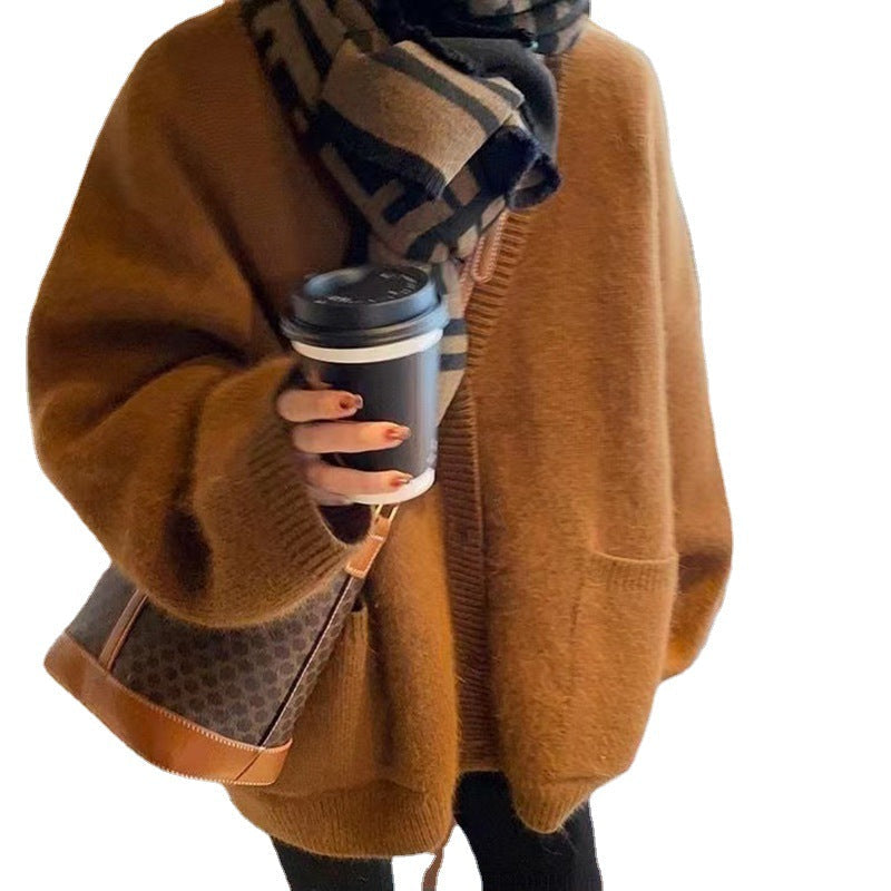 Damen Strickjacke Offene Fronten Praktische Taschen Norvielle