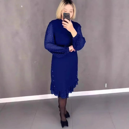 Damen Kleid Voluminöse Ärmel Durchbrochener Saum Norvielle