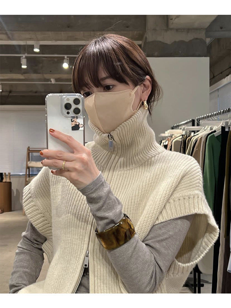 Damen Strickponcho Kuscheler mit hohem Kragen Norvielle