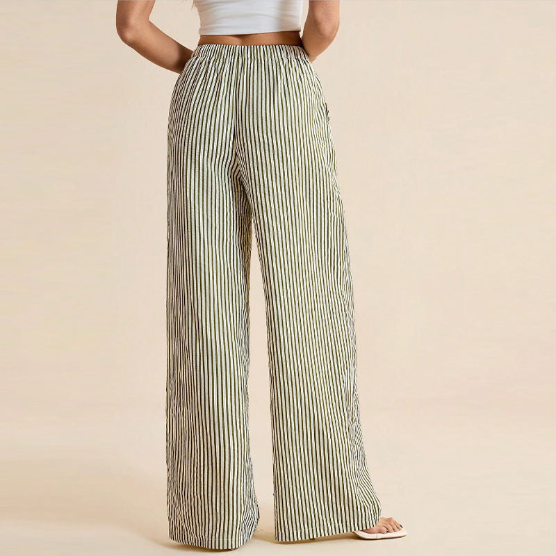 Damen Weite Streifenhose Elastischer Bund Norvielle