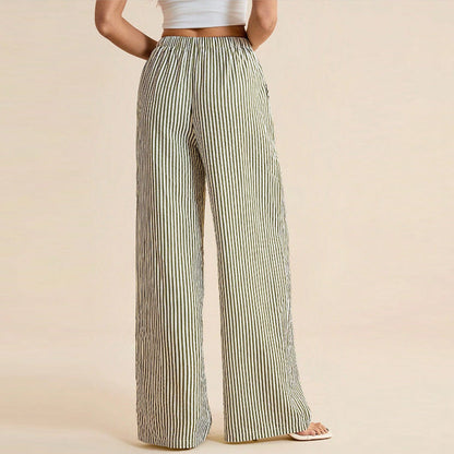Damen Weite Streifenhose Elastischer Bund Norvielle