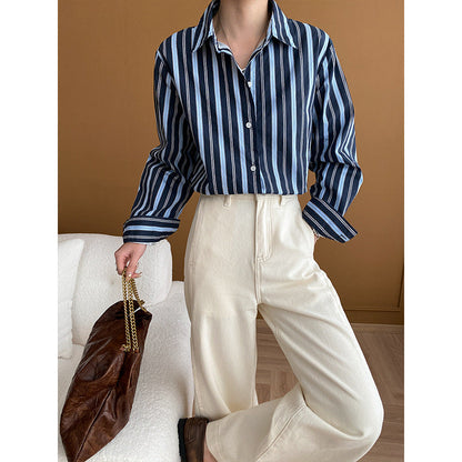 Damen Bluse Klassisch Gestreift Moderner Schnitt Norvielle - Norvielle