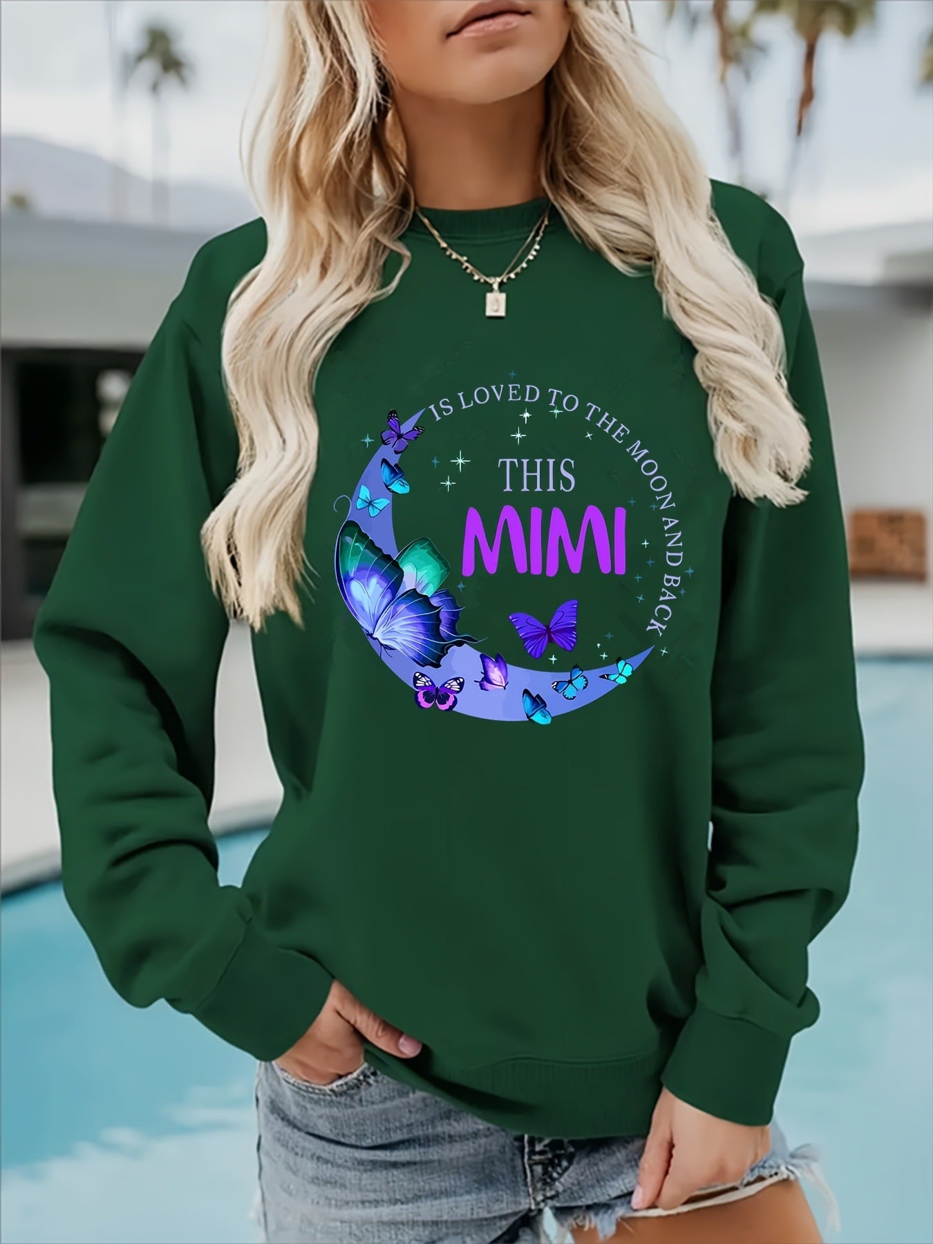 Damen Sweatshirt Grafikdesign Baumwolle