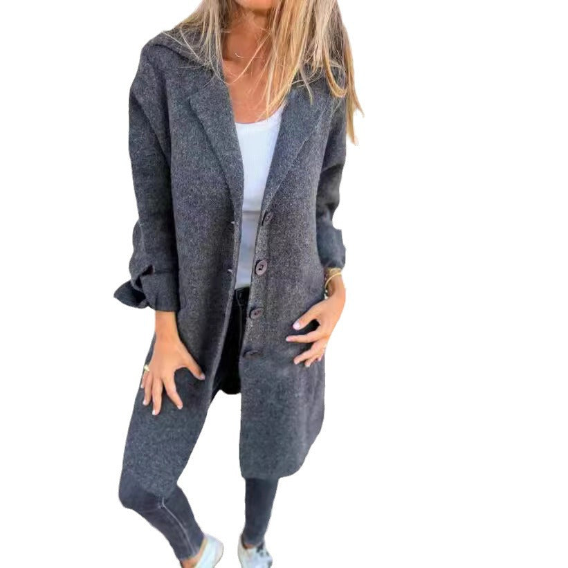 Damen Wolljacke Oversize Lang