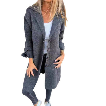 Damen Wolljacke Oversize Lang
