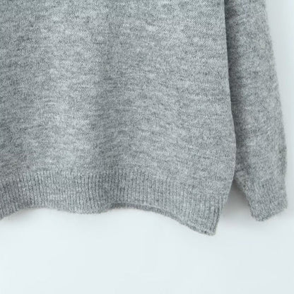 Damen Strickpullover Stehkragen V-Ausschnitt Norvielle