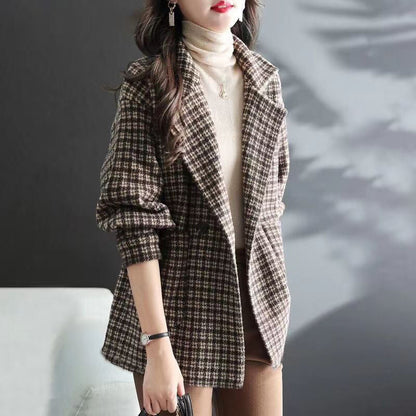 Damen Wolljacke Kariert Norvielle