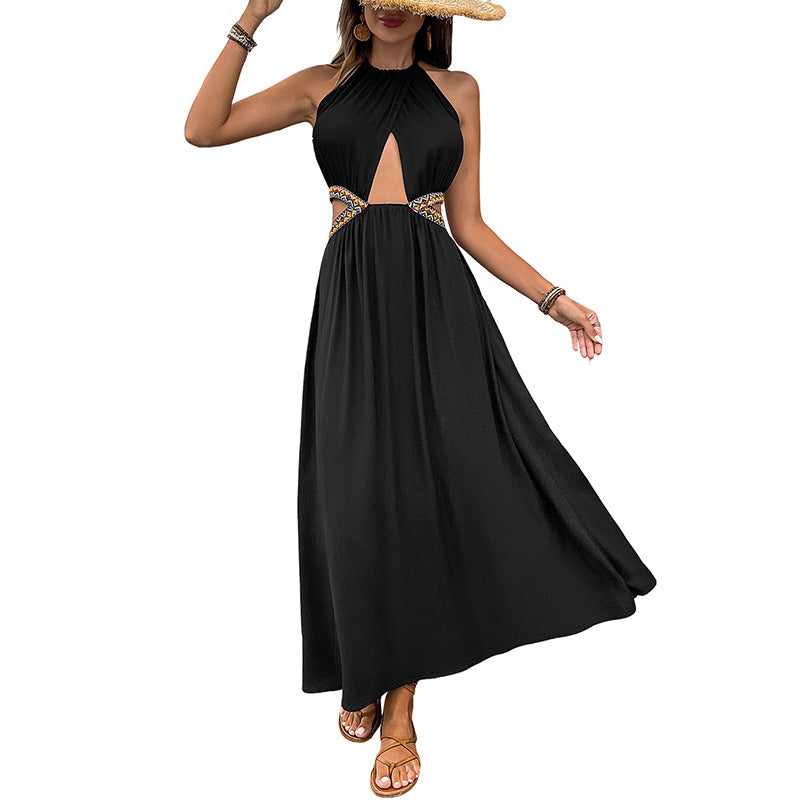 Damen Maxikleid Raffungen Cut-Out-Details Elegantes