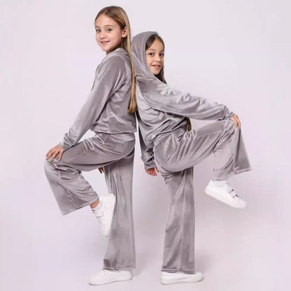 Damen Velours Sweatanzug Kapuze Elastischer Bund Norvielle - Norvielle