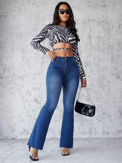 Damen Crop- Langärmlig Einzigartiges Design Norvielle