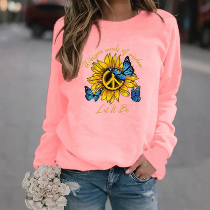 Damen Sweatshirt Sonnenblumen Schmetterling Design