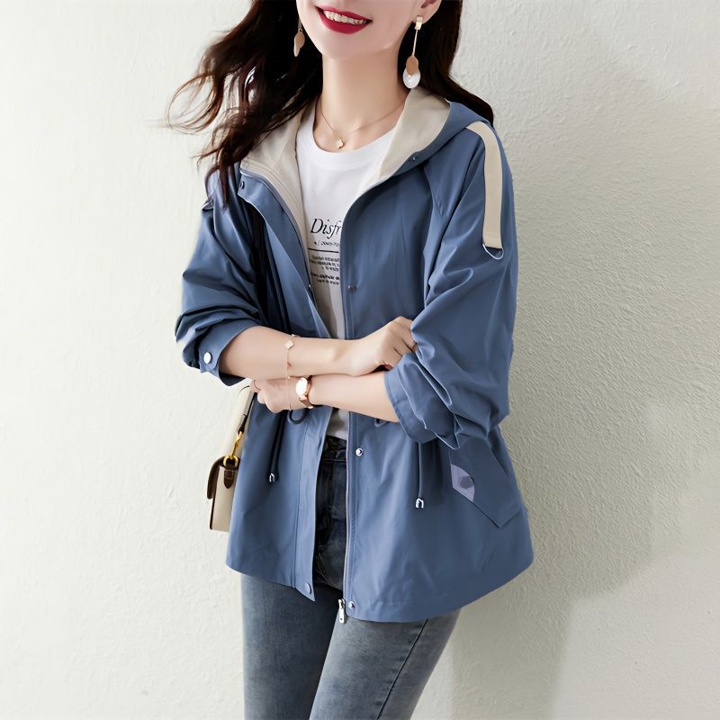 Damen Übergangsjacke Leicht Verstellbares Kapuzen-Design Norvielle
