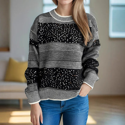 Damen Sweatshirt Glitzernde Pailletten-Applikationen Norvielle