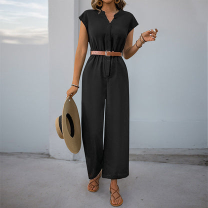Damen Jumpsuit Elastischer Bund Taillengürtel Norvielle - Norvielle