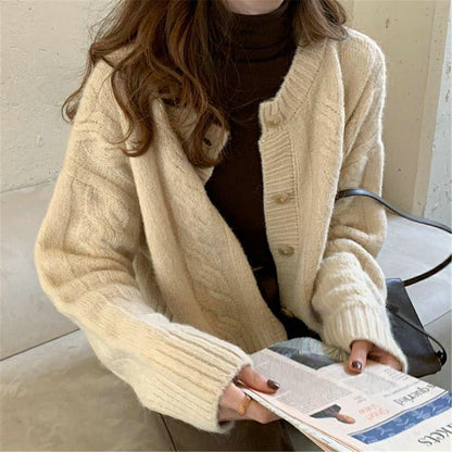 Damen Strickcardigan Feinripp Norvielle Beige - Norvielle