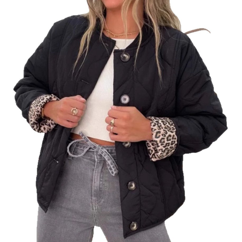 Damen Übergangsjacke Gesteppt Modern Animalisches Innenfutter