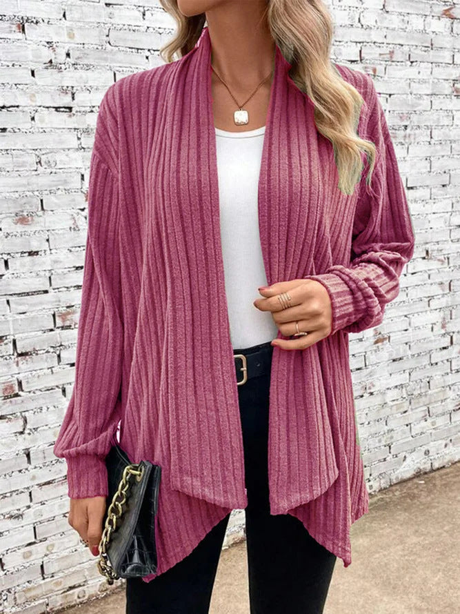 Damen Rippstrick Cardigan Drape-Style
