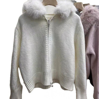 Damen Kapuzenpullover Pelzkragen Taschen Norvielle