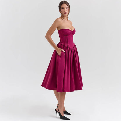 Damen Cocktailkleid mit Corsage-Oberteil und Volumenrock