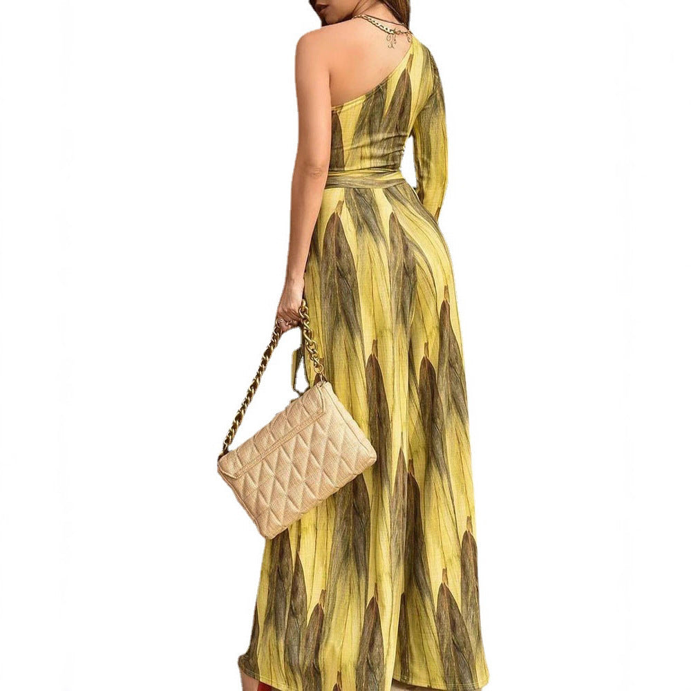 Damen Jumpsuit Asymmetrischer Schnitt Floraler Druck