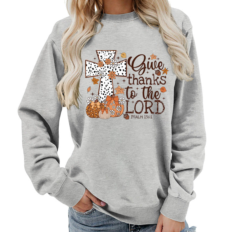 Damen Sweatshirt mit Kreuz-Aufdruck Herbstlich